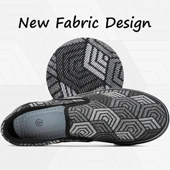 〽️Closed Toe Loafers Sneakers Men\'s Black Canvas Slip On Casual Lightweight